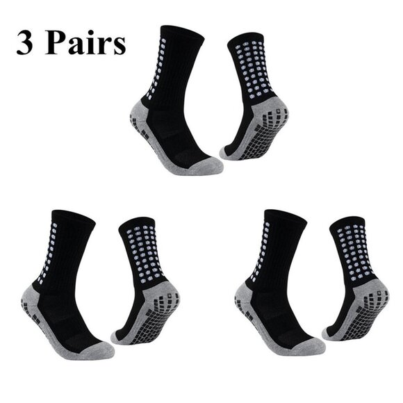 Premium 3 Pair Sport Socks Anti Slip W/ Grip Soccer Men Football Basketball